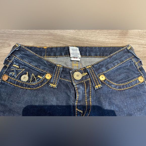 Vintage True Religion Jeans Snap Pocket Low Rise No Stretch Sz 26 Dark Blue USA - Picture 8 of 14